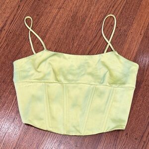 Jason Wu Neon Lime Green Satin Cropped Corset Tank • Women’s S • Y2K Luxe Crop